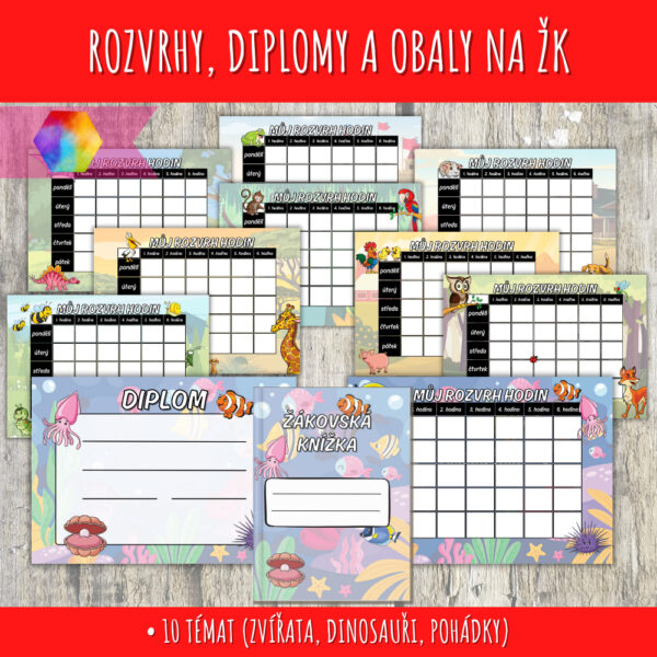 Rozvrhy hodin, diplomy a obaly na žákovskou knížku 1 Rozvrhy hodin