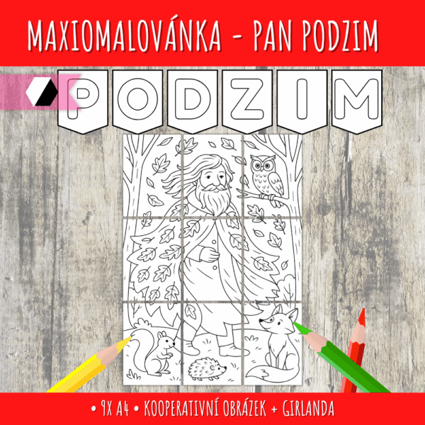 Maxiomalovánka - pan Podzim + girlanda 1 pan podzim