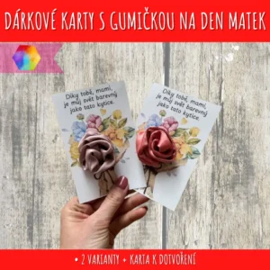 Dárková karta na Den matek – růžička z gumičky